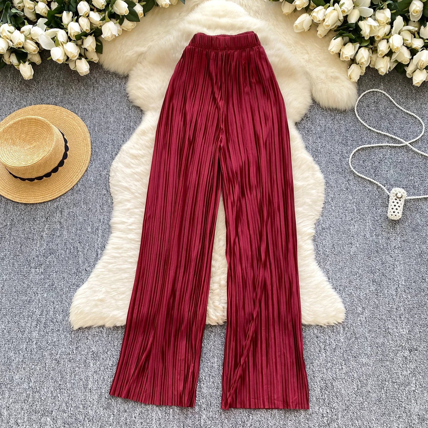 2025 Summer Casual Wide Leg Pants Women Print High Waist Trousers Girls Outdoor Pants Wholesale