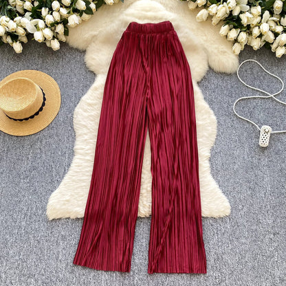 2025 Summer Casual Wide Leg Pants Women Print High Waist Trousers Girls Outdoor Pants Wholesale
