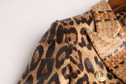 UNIKCOSA Women’s Leopard Print Jacket – Faux Leather Texture Winter Outerwear (European Hot Fashion 2025 Edition)
