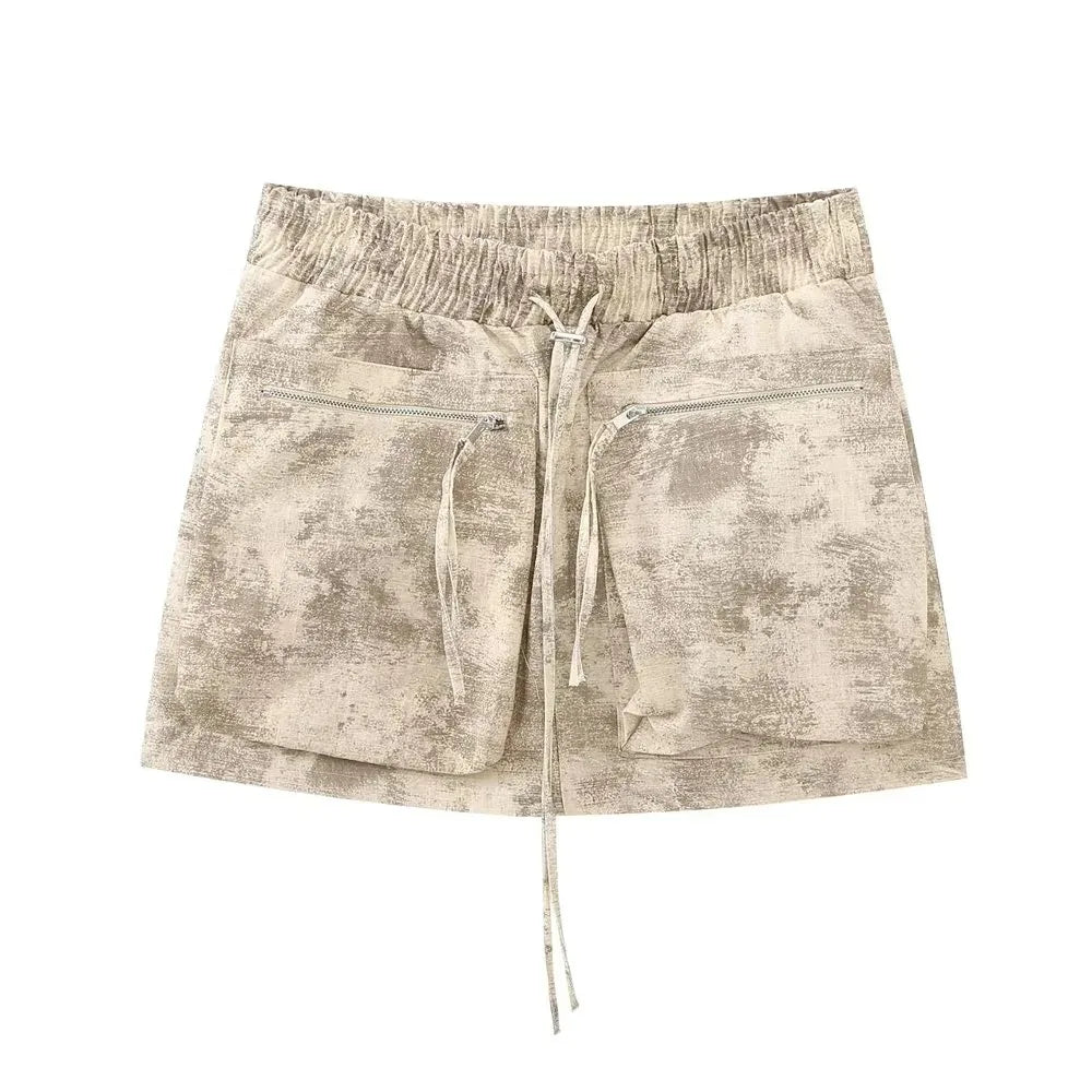 Women's Summer Printed Short Jacket and Shorts Two-Piece Set