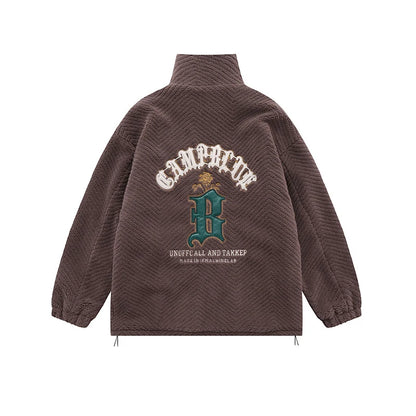 UNIKCOSA NoirFit Floral Embroidered Fleece Varsity Jacket 🔥