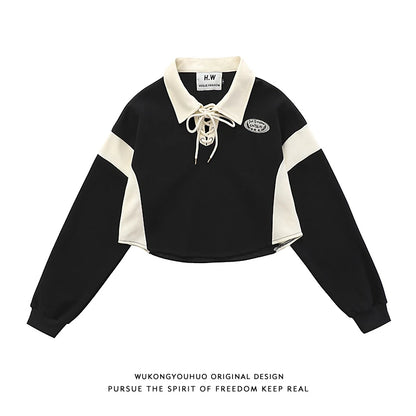 UNIKCOSA Velora Casual Crop Polo Top Streetwear Edition 💫