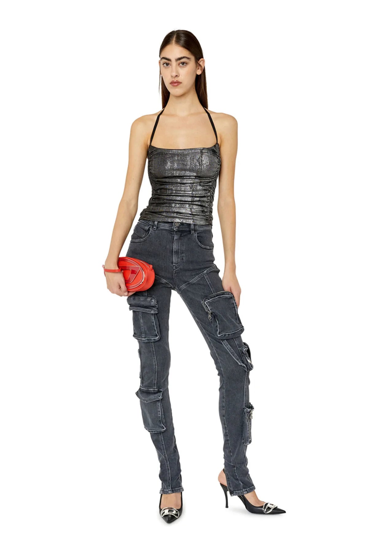 UNIKCOSA Women’s Cargo Jeans – Modern Washed Denim Overalls with Multi-Pockets & Low-Rise Fit (Trendy Streetwear Edition)