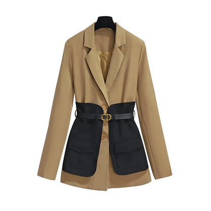 UNIKCOSA Women’s Autumn Suit Jacket – High-End Mid-Length Slim Fit Blazer (Korean Chic Edition)