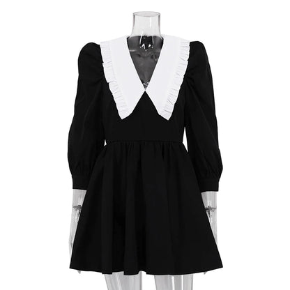 UNIKCOSA Women’s Patchwork A-Line Dress – Color Contrast Peter Pan Collar Summer Casual Elegance (2025 Edition)