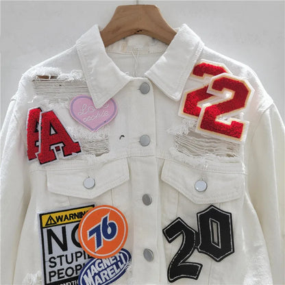 Trendy Women's Denim Jacket Casual Cute Fashionable Lightweight Style