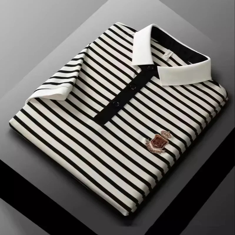 Premium 4XL Slim Fit Striped Polo Shirt for Men