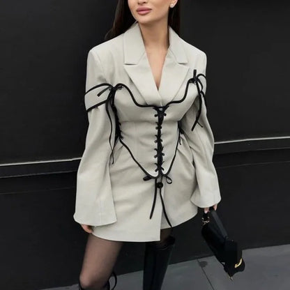 Women's Tweed Commuter Suit with Collar, Long Sleeve Jacket & Waistcoat