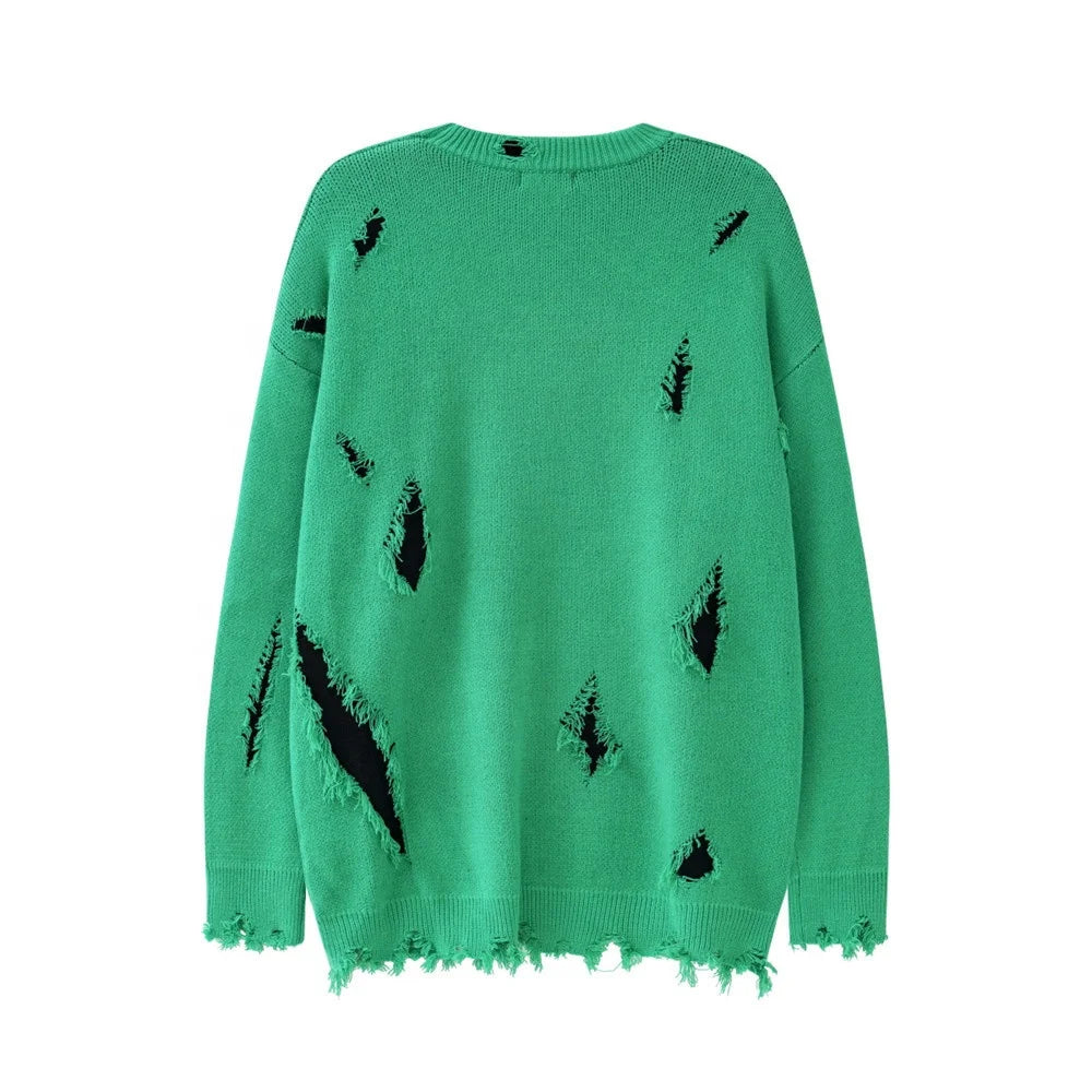 UNIKCOSA NoirFit Hand-Cut Letter Jacquard Sweater 💫