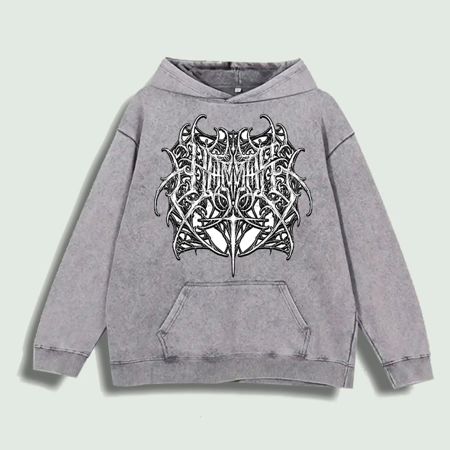UNIKCOSA NoirFit Intricate Black Metal Graphic Hoodie 🖤