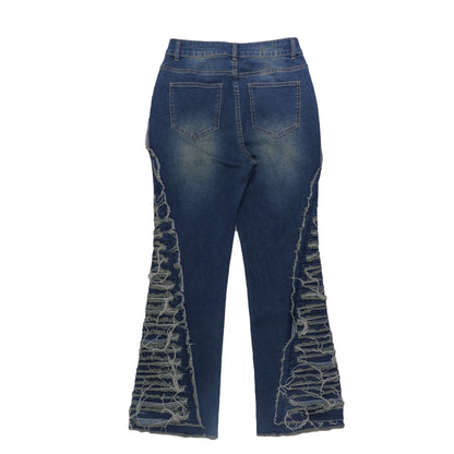UNIKCOSA Women’s Tassel Denim Pants – High-Waist Hollow-Out Y2K Streetwear Jeans (Summer/Autumn 2025 Edition)