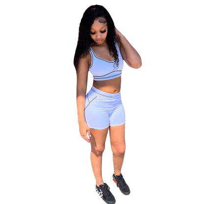 GX9008 Women’s Sleeveless Tank Top & Jogger Shorts Set