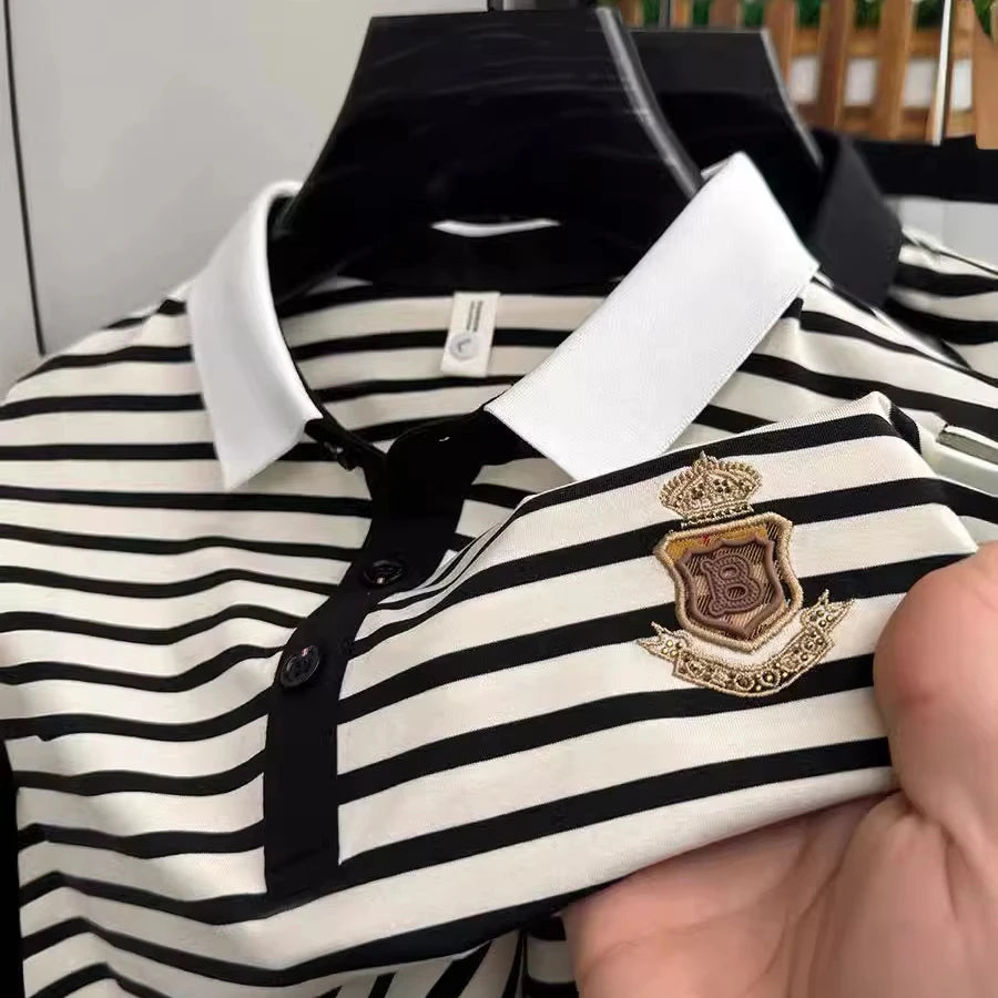 Premium 4XL Slim Fit Striped Polo Shirt for Men