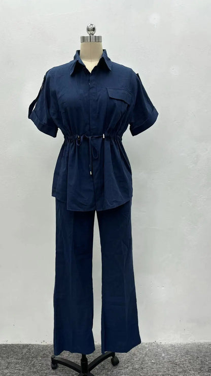 UNIKCOSA Women’s Summer Lounge Set – Casual Shirt & Pants Two-Piece Outfit (2025 Leisure Edition)