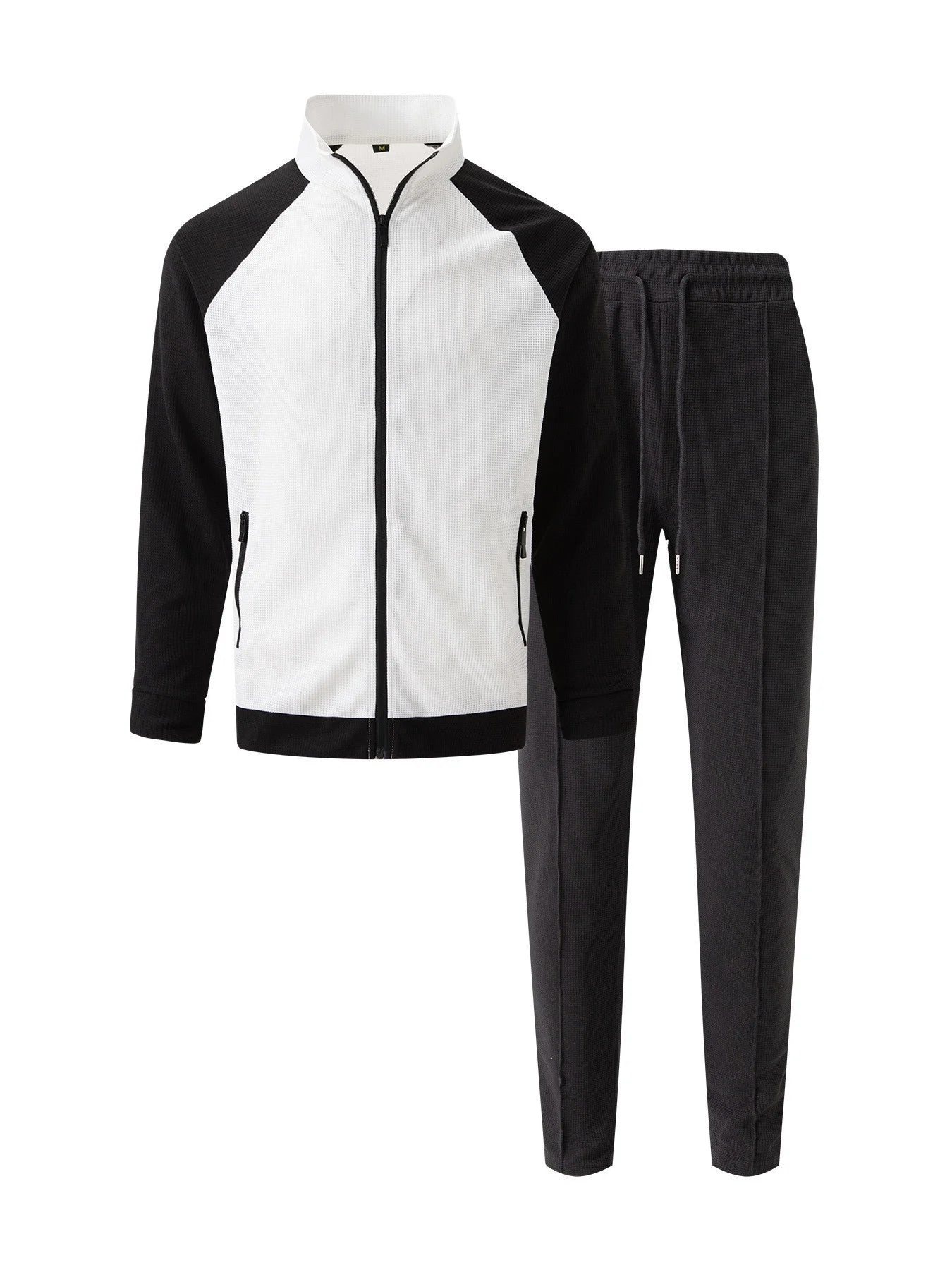 UNIKCOSA Men’s Colorblock Tracksuit – Contrast Panel Zip Jacket & Drawstring Pants Two-Piece Athleisure Set (2025 Edition)