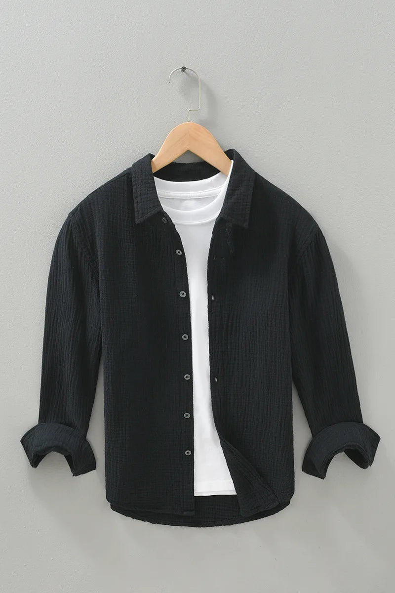 2025 Premium 100% Cotton Summer Casual Long‑Sleeve Men’s Shirt