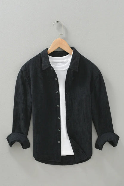 2025 Premium 100% Cotton Summer Casual Long‑Sleeve Men’s Shirt
