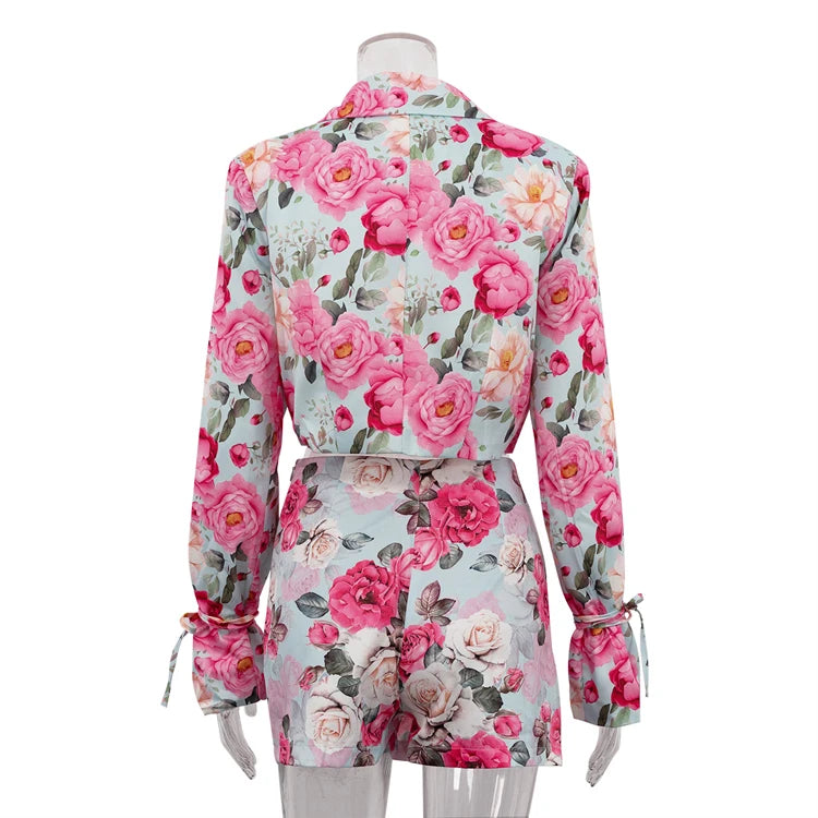 UNIKCOSA Women’s Floral Print Coord Set – Long Sleeve Crop Blazer & Mini Skort 2-Piece Outfit (2025 Edition)