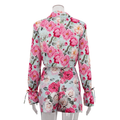 UNIKCOSA Women’s Floral Print Coord Set – Long Sleeve Crop Blazer & Mini Skort 2-Piece Outfit (2025 Edition)
