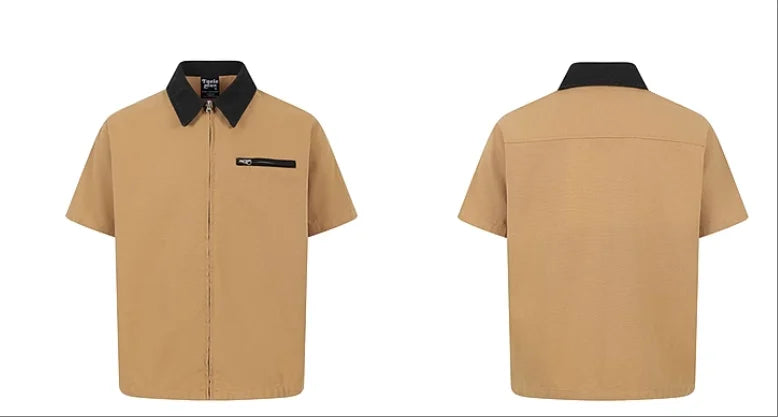 Customizable Oversized Short Sleeve Zip Up T-Shirt for Men and Couples