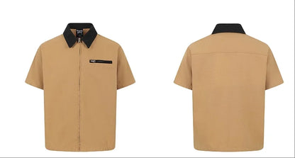 Customizable Oversized Short Sleeve Zip Up T-Shirt for Men and Couples