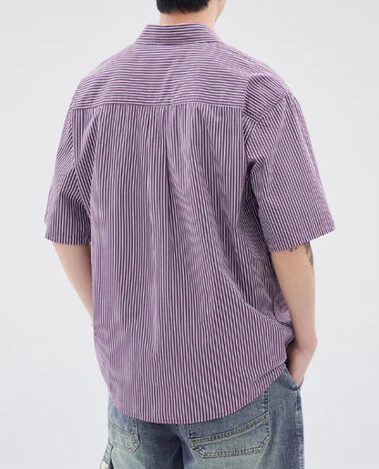Vintage Striped Summer Vacation Shirt for Men 100% Cotton