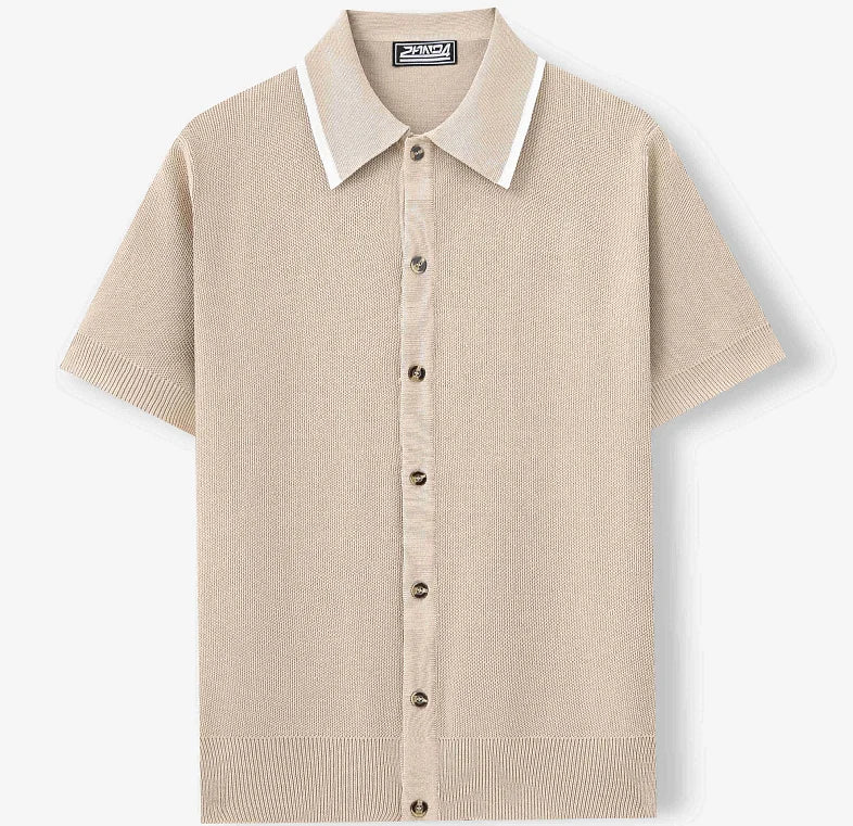 Breathable Summer Men's Casual Single-Breasted Knit Polo Shirt