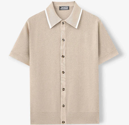 Breathable Summer Men's Casual Single-Breasted Knit Polo Shirt