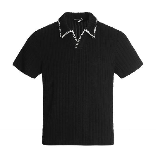 Premium Lightweight Knitted V‑Neck Polo Shirt for Men