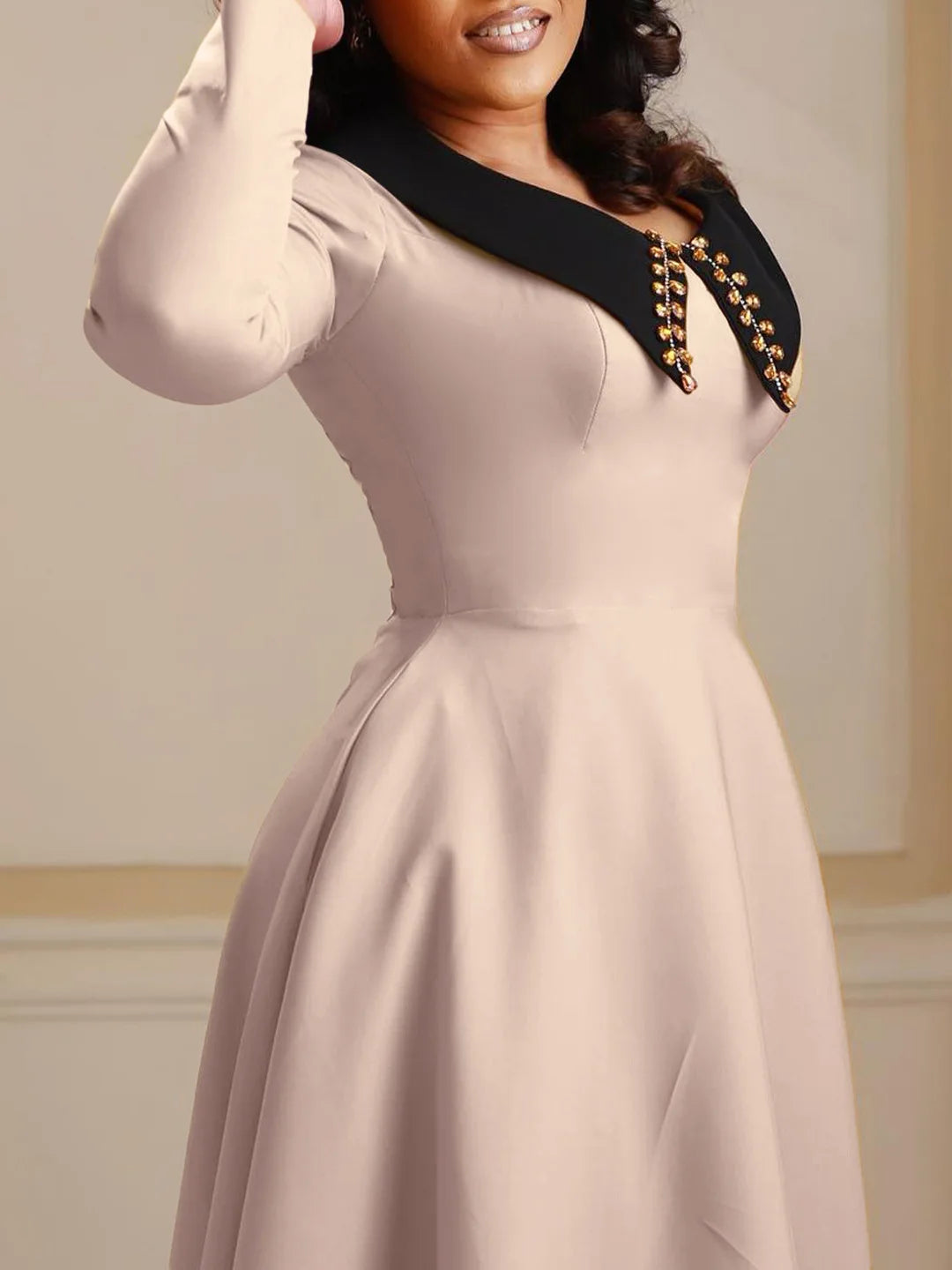UNIKCOSA 2024 Elegant Plus-Size Dress — Long-Sleeve Cotton Maxi