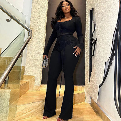 UNIKCOSA Velora Two-Piece Set Low Cut Top Mesh Patchwork 🔥