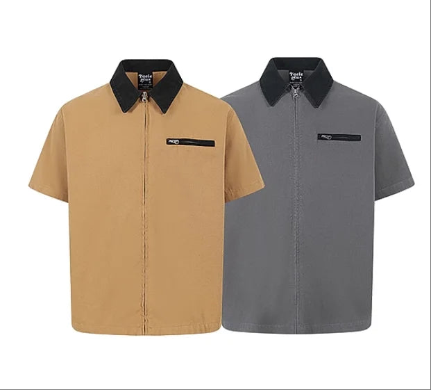 Customizable Oversized Short Sleeve Zip Up T-Shirt for Men and Couples