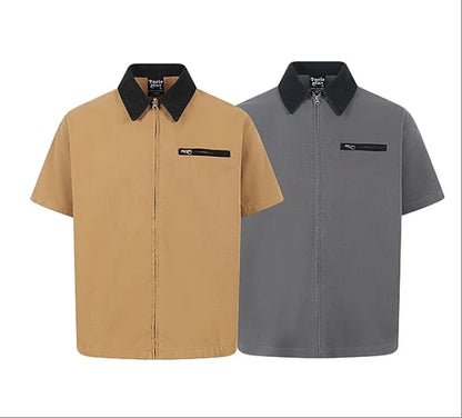 Customizable Oversized Short Sleeve Zip Up T-Shirt for Men and Couples