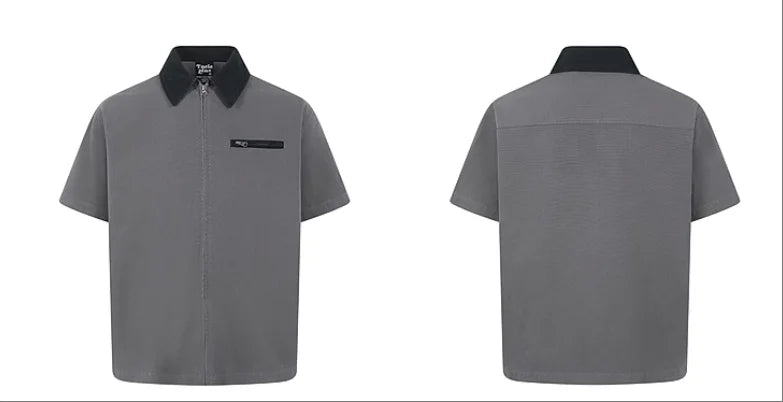 Customizable Oversized Short Sleeve Zip Up T-Shirt for Men and Couples
