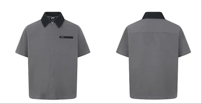 Customizable Oversized Short Sleeve Zip Up T-Shirt for Men and Couples