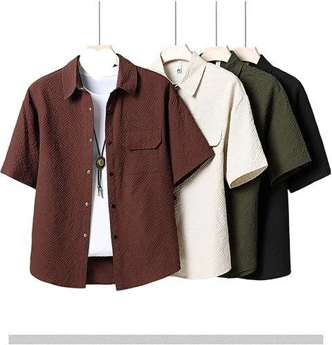 Men's Casual Short Sleeve Shirt and Shorts 2-Piece Set