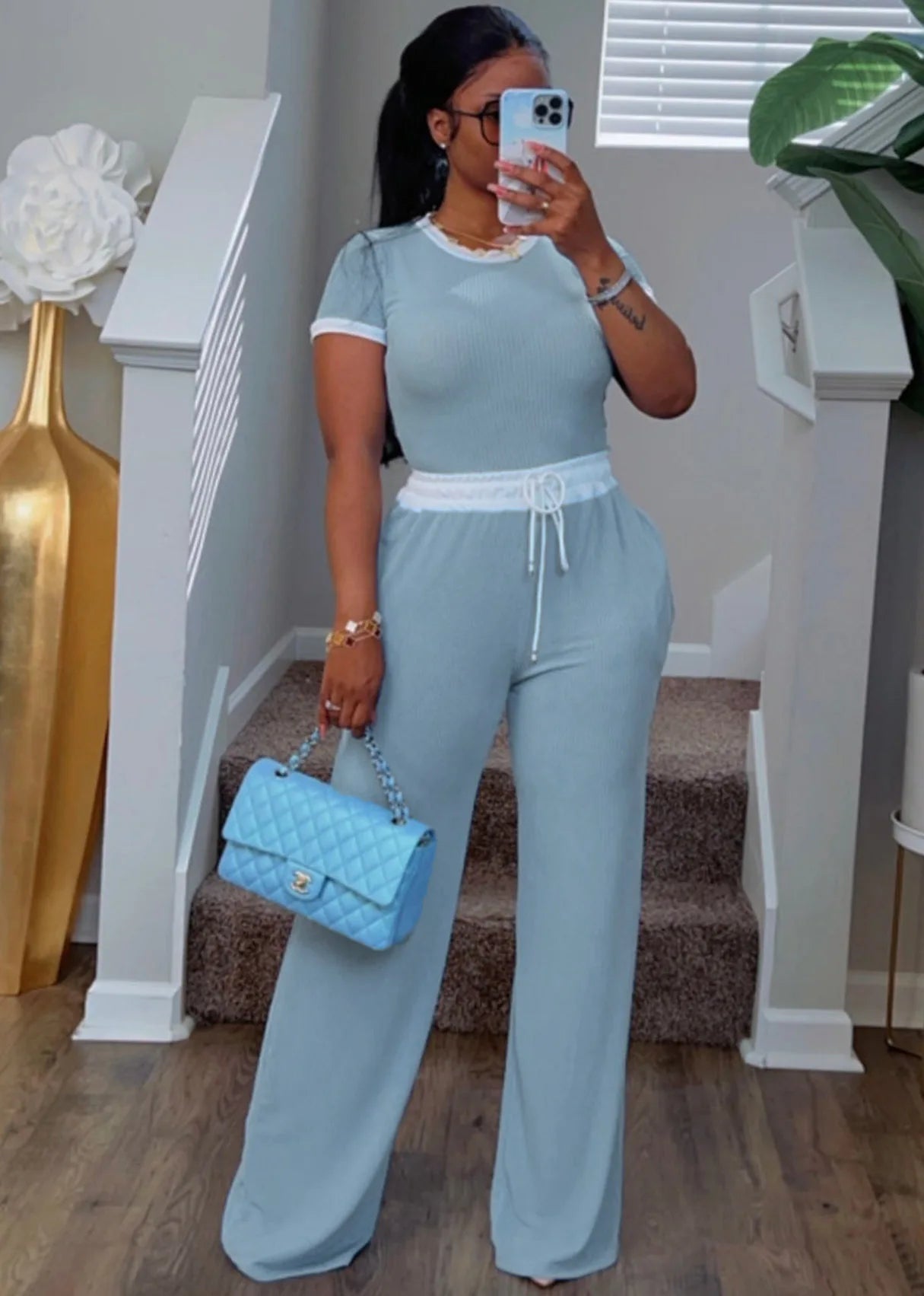 UNIKCOSA UrbanSoul Two-Piece Set Ribbed Top And Pants 💫