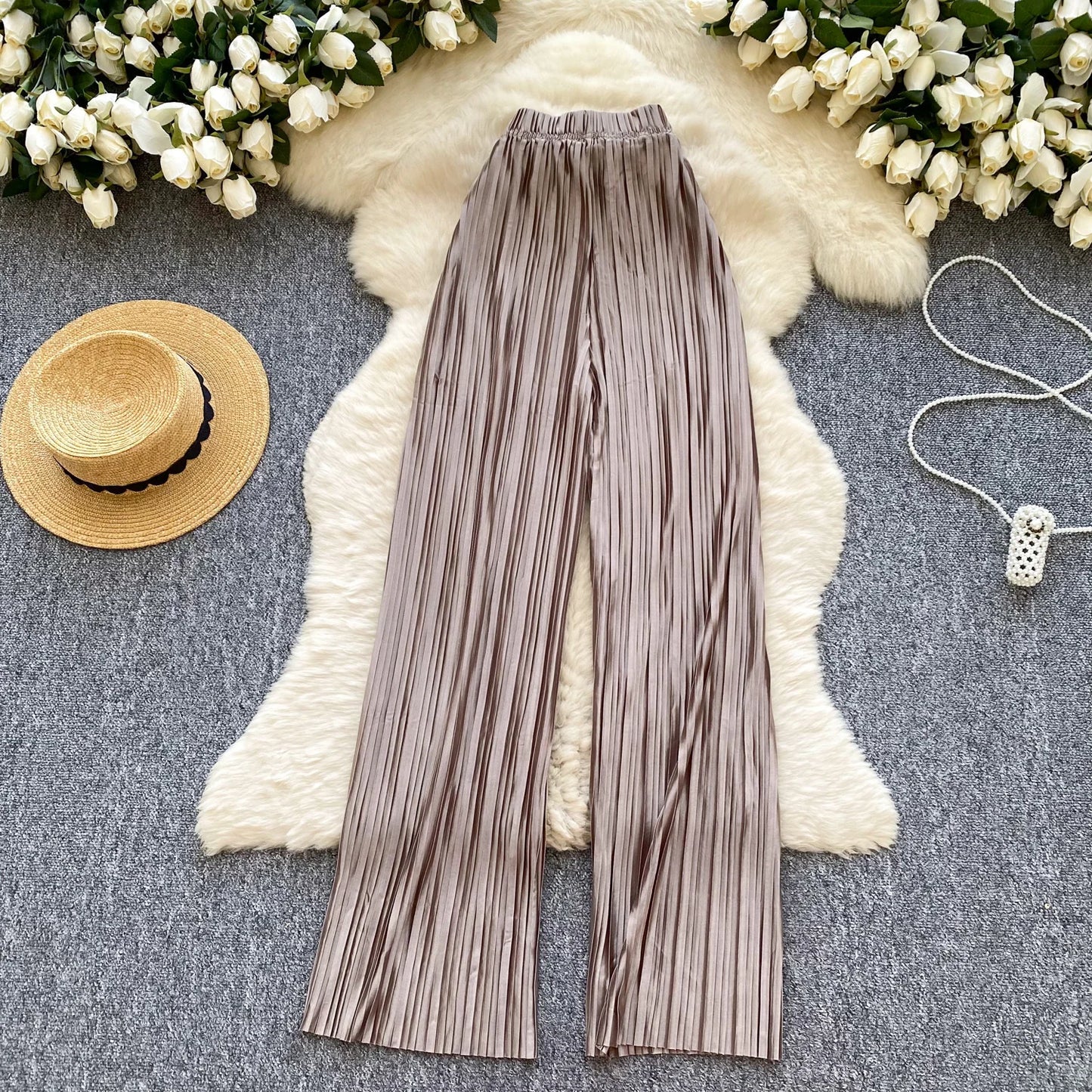 2025 Summer Casual Wide Leg Pants Women Print High Waist Trousers Girls Outdoor Pants Wholesale