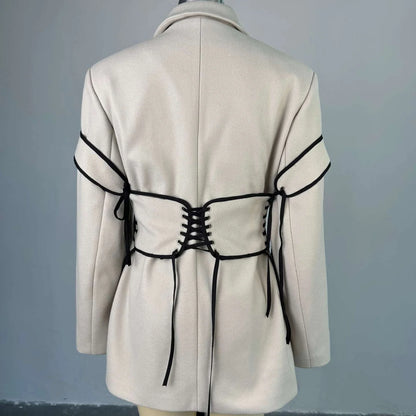 Women's Tweed Commuter Suit with Collar, Long Sleeve Jacket & Waistcoat