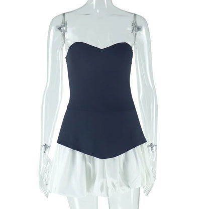 UNIKCOSA Velora Backless Mini Dress Patchwork Strapless 💫