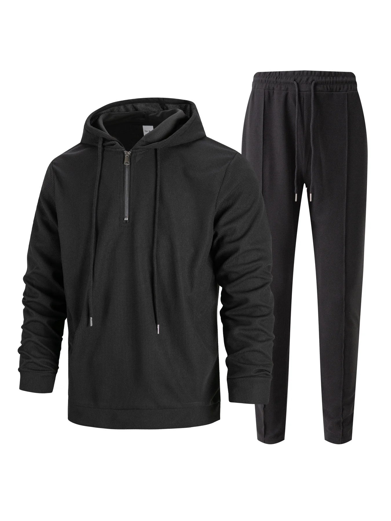 UNIKCOSA Men’s Athleisure Hoodie Set – Quarter-Zip Hooded Top & Jogger Pants (220 GSM Gymwear Two-Piece Outfit)