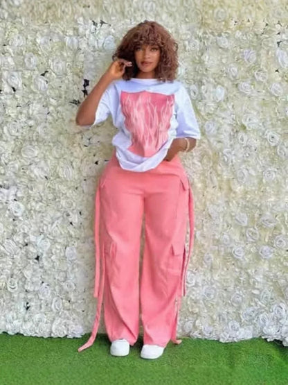 UNIKCOSA Women’s Loose-Fit T-Shirt & Pants Set – Casual Two-Piece Outfit (Luxury Comfort Edition 2025)