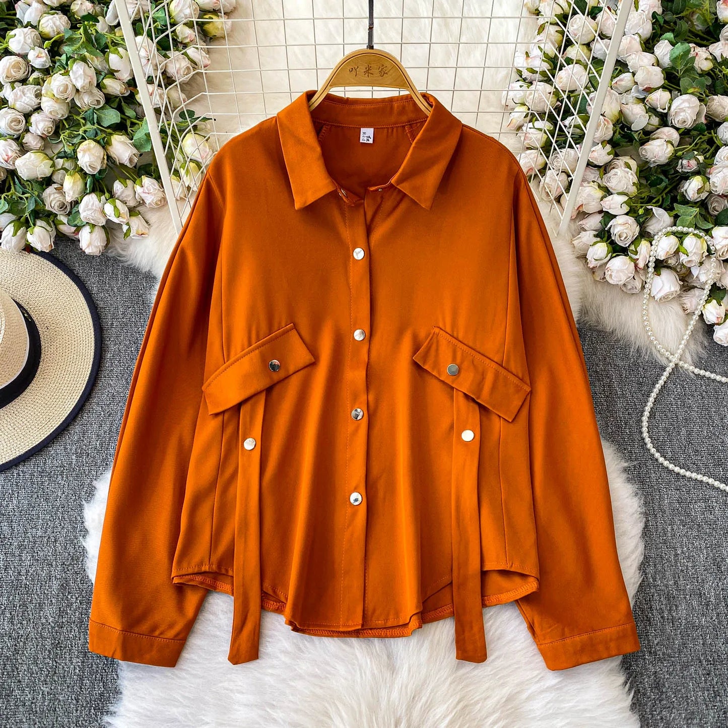 UNIKCOSA Women’s Autumn Lapel Shirt – 2025 Long-Sleeve Versatile Loose Slimming Top (Boutique Edition)