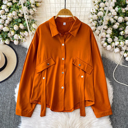 UNIKCOSA Women’s Autumn Lapel Shirt – 2025 Long-Sleeve Versatile Loose Slimming Top (Boutique Edition)