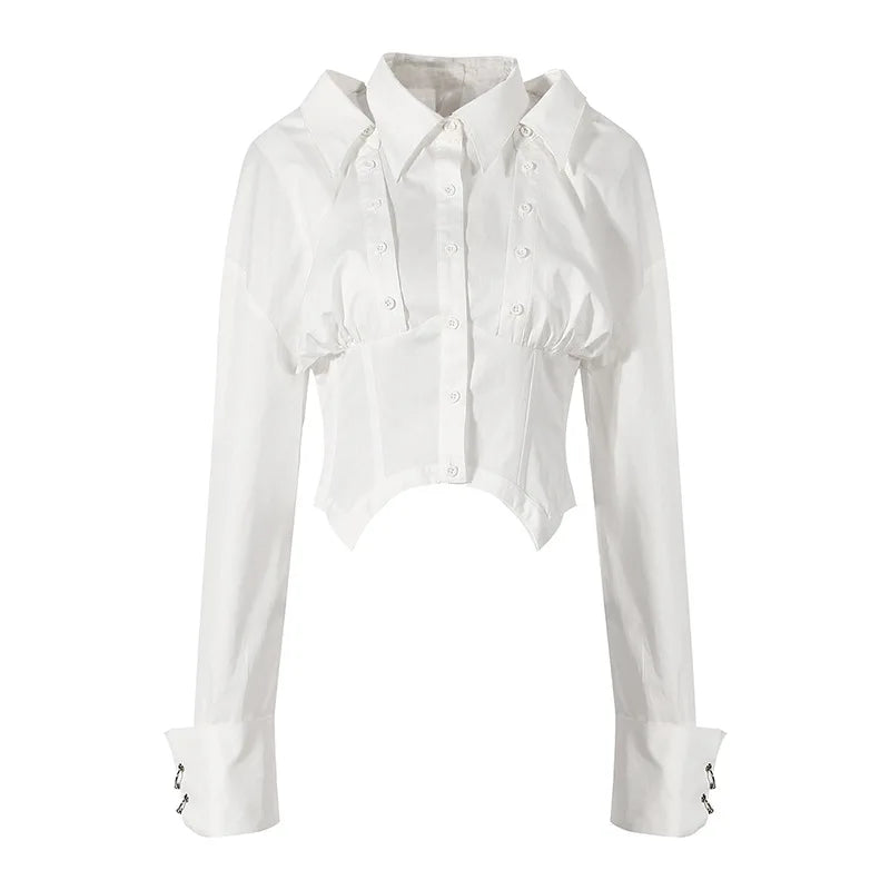 UNIKCOSA Women’s Irregular Crop Blouse – Designer Detachable High-Quality Shirt (Trendy Chic Edition)