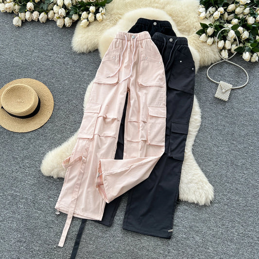 UNIKCOSA Women’s Summer Wide-Leg Pants – 2025 High-Waist Printed Track Trousers with Pockets (Casual Streetwear Edition)