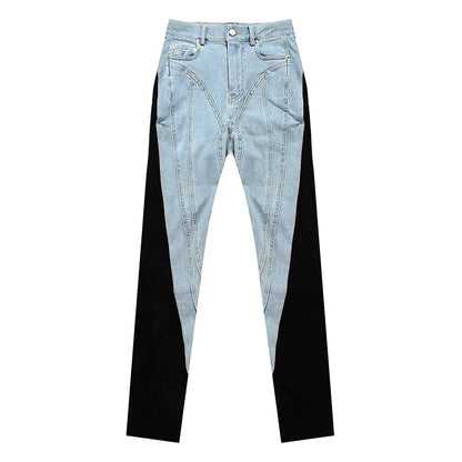 UNIKCOSA Women’s Patchwork Skinny Jeans – High-Waist Street Style Denim Pants (Trendy Casual Edition)