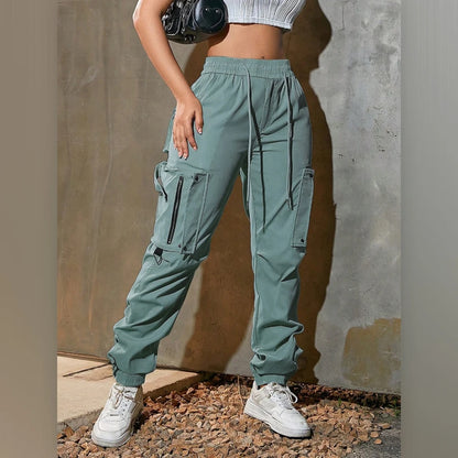 Women's Drawstring Cargo Athletic Pants with Pockets Loose Fit