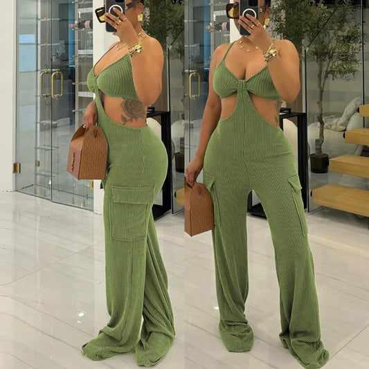 UNIKCOSA Velora Halter Jumpsuit Hollow Wrap Autumn 💫