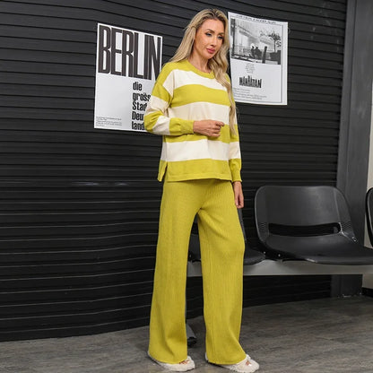 UNIKCOSA Velora Striped Knit Two Piece Sweater Set 💫